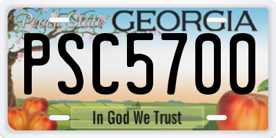 GA license plate PSC5700