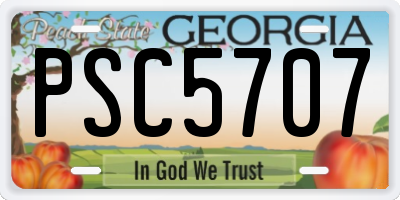 GA license plate PSC5707