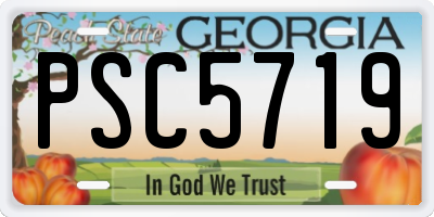 GA license plate PSC5719