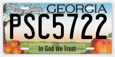 GA license plate PSC5722