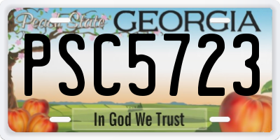 GA license plate PSC5723
