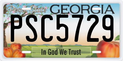 GA license plate PSC5729