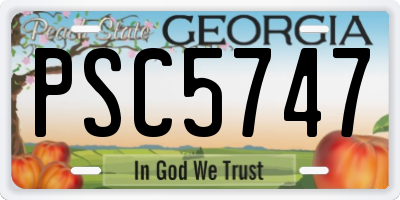 GA license plate PSC5747