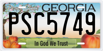 GA license plate PSC5749