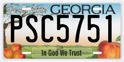 GA license plate PSC5751