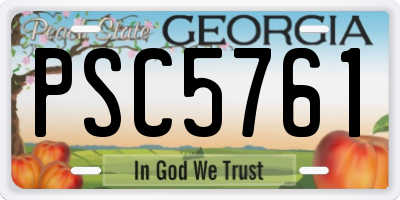 GA license plate PSC5761