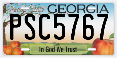 GA license plate PSC5767