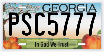 GA license plate PSC5777