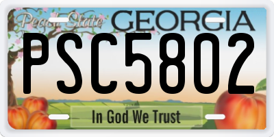 GA license plate PSC5802
