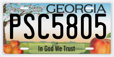 GA license plate PSC5805
