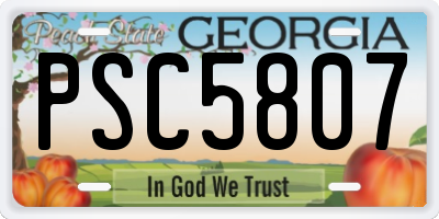 GA license plate PSC5807