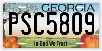 GA license plate PSC5809