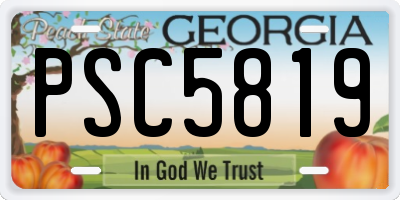 GA license plate PSC5819