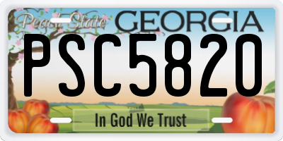 GA license plate PSC5820