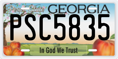 GA license plate PSC5835