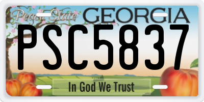 GA license plate PSC5837