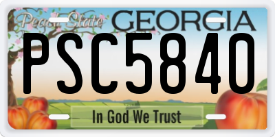 GA license plate PSC5840
