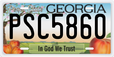 GA license plate PSC5860