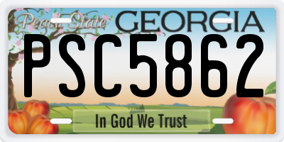 GA license plate PSC5862