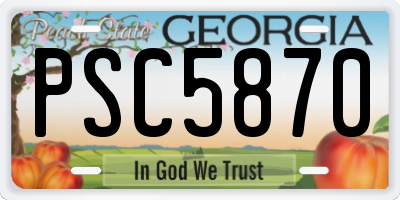 GA license plate PSC5870
