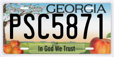 GA license plate PSC5871