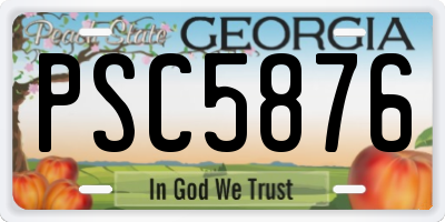 GA license plate PSC5876