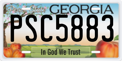 GA license plate PSC5883