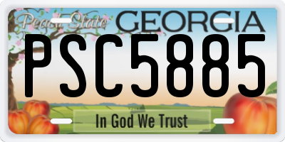 GA license plate PSC5885