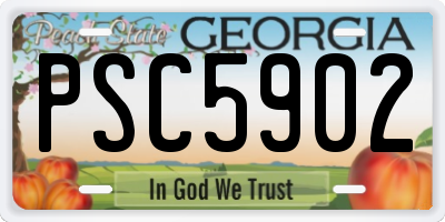 GA license plate PSC5902