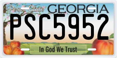 GA license plate PSC5952