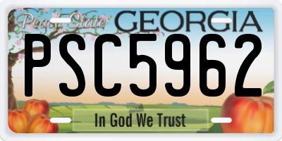 GA license plate PSC5962