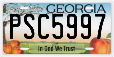 GA license plate PSC5997