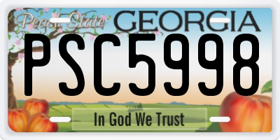 GA license plate PSC5998