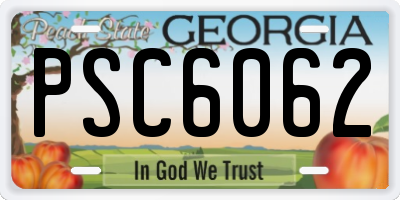 GA license plate PSC6062