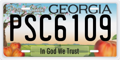 GA license plate PSC6109