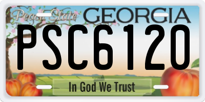 GA license plate PSC6120