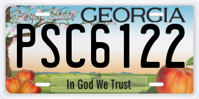 GA license plate PSC6122