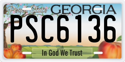 GA license plate PSC6136