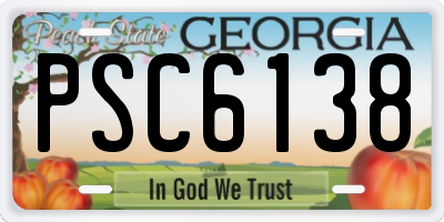 GA license plate PSC6138