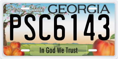 GA license plate PSC6143