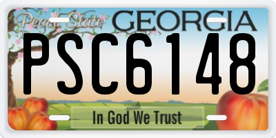 GA license plate PSC6148