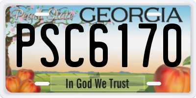 GA license plate PSC6170
