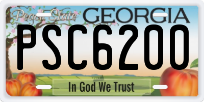 GA license plate PSC6200