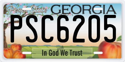 GA license plate PSC6205