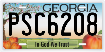 GA license plate PSC6208