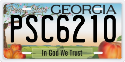 GA license plate PSC6210