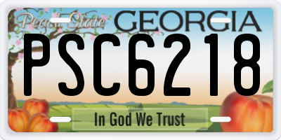 GA license plate PSC6218