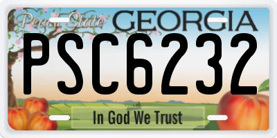 GA license plate PSC6232