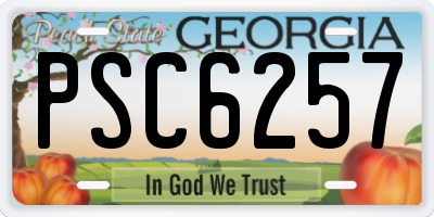 GA license plate PSC6257