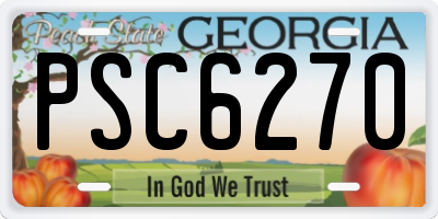GA license plate PSC6270